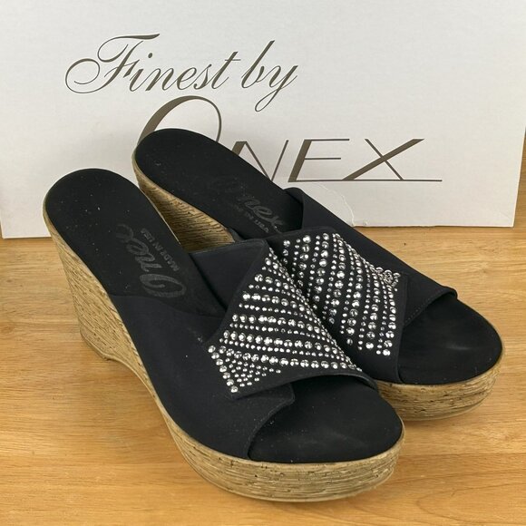 Onex Shoes - Onex Kaelyn Black Cord Wedges